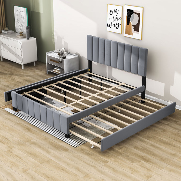 Latitude Run® Drevaughn Queen Size Upholstered Platform Bed with Twin